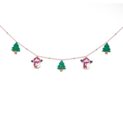 Snowman & Christmas Tree Garland